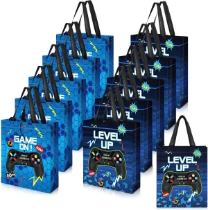 Sweetude 30 Pcs Video Game Gift Bag with Handle Game Party Supplies Reusable Gaming Non Goody Bag for Girl Boy, 2 Styles