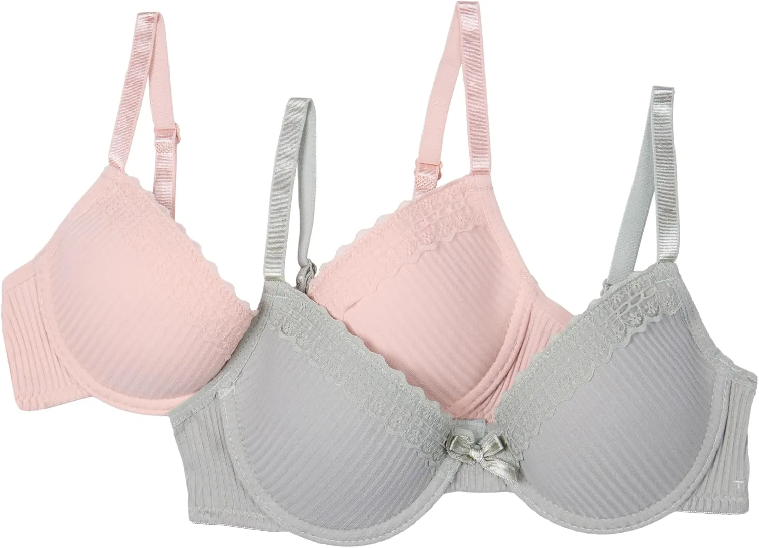 TAHARI Girls' 2-Pack Structured Wire Bras