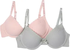 TAHARI Girls' 2-Pack Structured Wire Bras