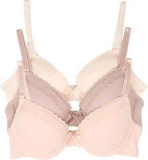 TAHARI Girls' 3-Pack Structured Wire Bras