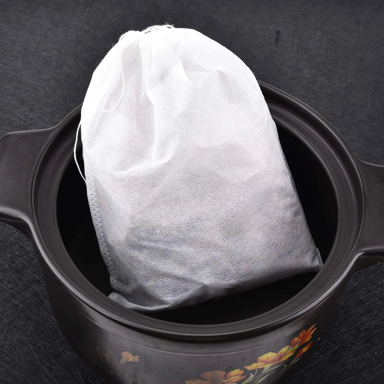 TamBee 8" x 10" Tea Bags Disposable Bag Reusable Tea Bags for Loose Tea Empty Drawstring Seal String Bag 100 Pcs