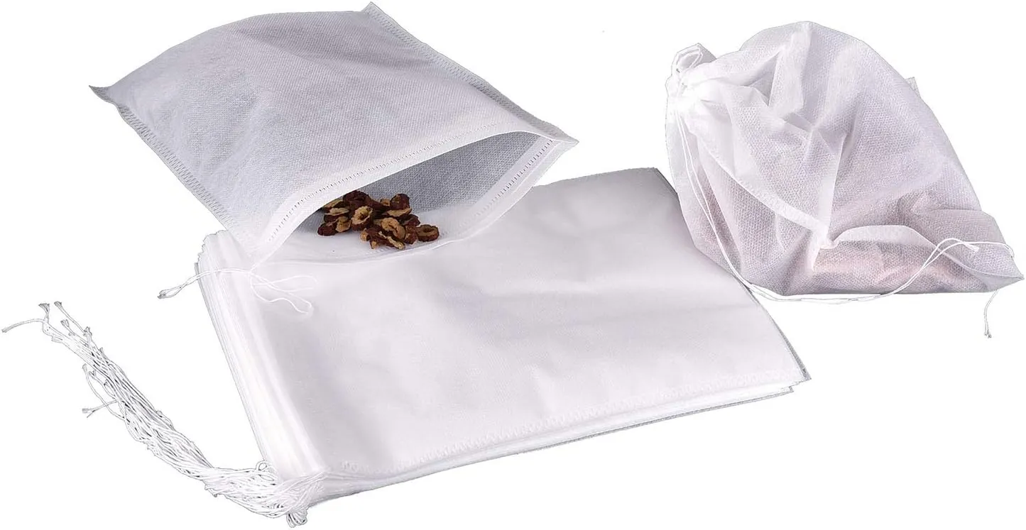 TamBee 8" x 10" Tea Bags Disposable Bag Reusable Tea Bags for Loose Tea Empty Drawstring Seal String Bag 100 Pcs