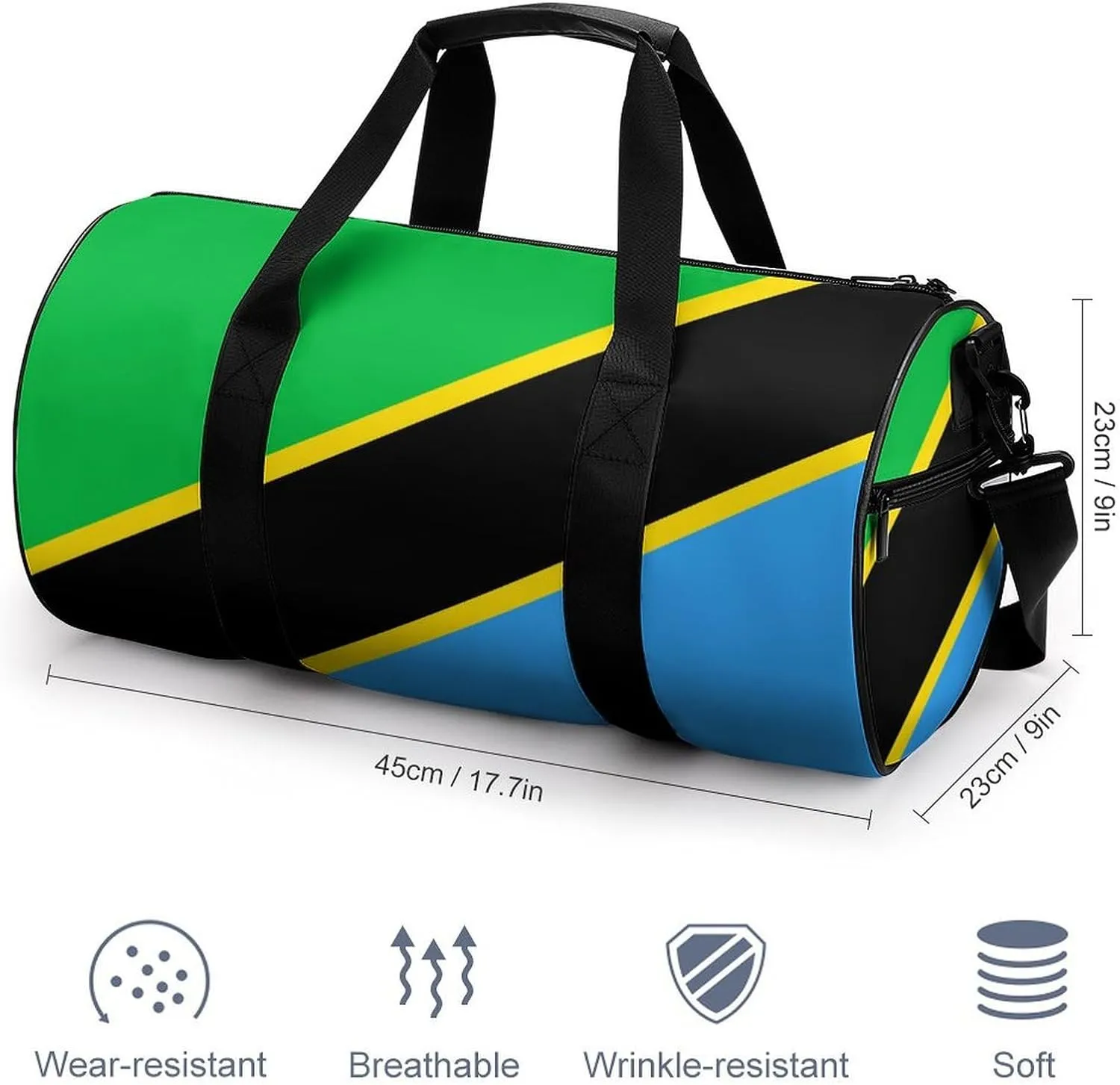Tanzania Flag Waterproof Gym Bag with Shoe Compartment Sports Duffel Travel Weekender