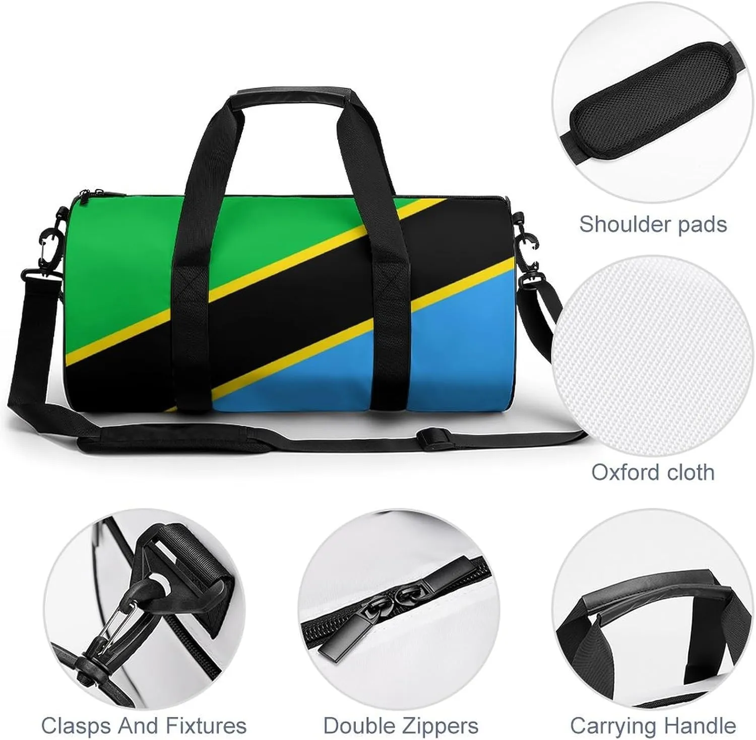 Tanzania Flag Waterproof Gym Bag with Shoe Compartment Sports Duffel Travel Weekender