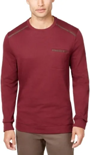 Tasso Elba Mens Faux-Suede Trim Basic T-Shirt