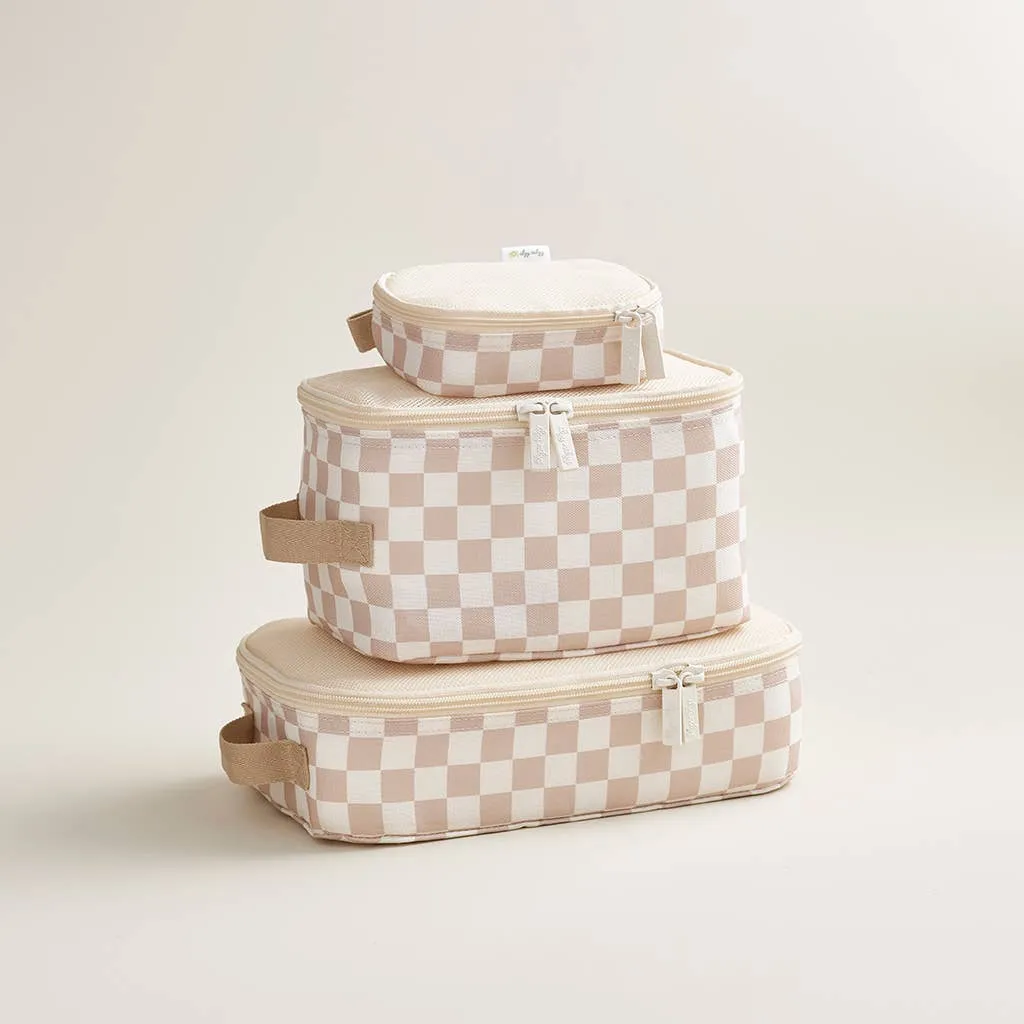Taupe Checkerboard Packing Cubes