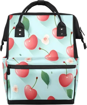 Tavisto Berry Bloom Bliss Double Shoulder Mommy Bag for Women, Polyester Large Capacity Diaper Backpack with Multi Pockets, Waterproof Adjustable Straps Diaper Bag for Moms Dads, 11''×7''×15.7''