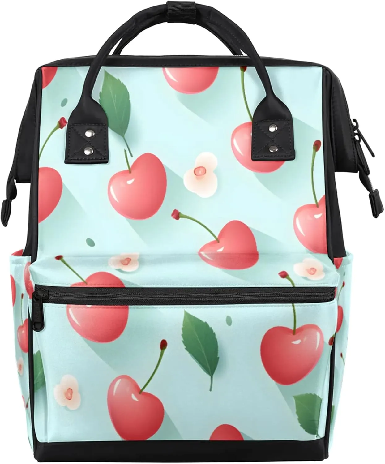 Tavisto Berry Bloom Bliss Double Shoulder Mommy Bag for Women, Polyester Large Capacity Diaper Backpack with Multi Pockets, Waterproof Adjustable Straps Diaper Bag for Moms Dads, 11''×7''×15.7''