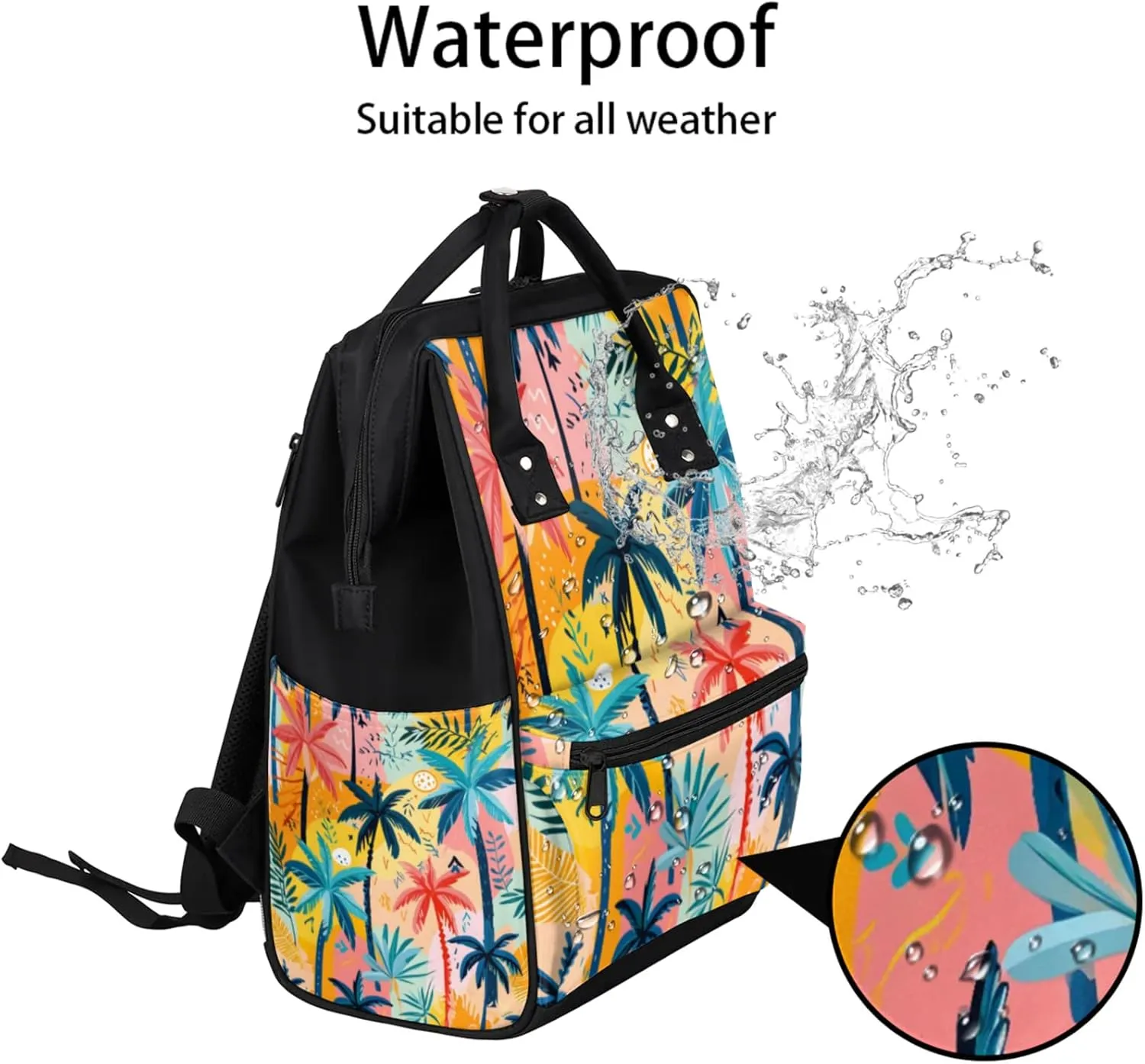 Tavisto Colorful Nature Double Shoulder Mommy Bag for Women, Polyester Large Capacity Diaper Backpack with Multi Pockets, Waterproof Adjustable Straps Diaper Bag for Moms Dads, 11''×7''×15.7''