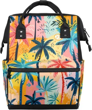 Tavisto Colorful Nature Double Shoulder Mommy Bag for Women, Polyester Large Capacity Diaper Backpack with Multi Pockets, Waterproof Adjustable Straps Diaper Bag for Moms Dads, 11''×7''×15.7''