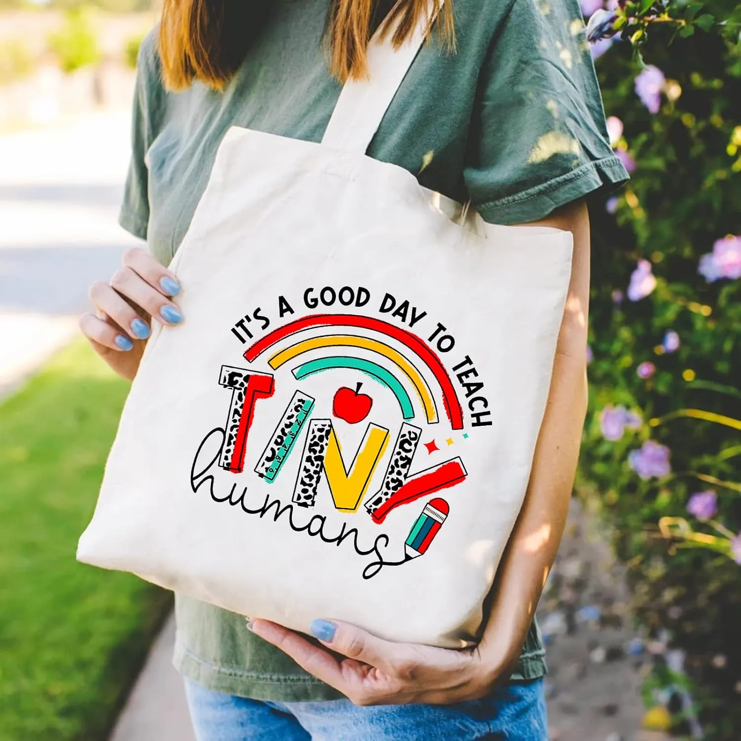 Teacher Appreciation Gifts School Canvas Tote Bags Aesthetic Travel Beach Bag Summer Reusable Grocery Shopping Bag