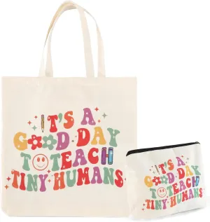 Teacher Appreciation Gifts Stylish School Canvas Tote Bags-Aesthetic Travel Beach Bag for Summer Reusable Grocery