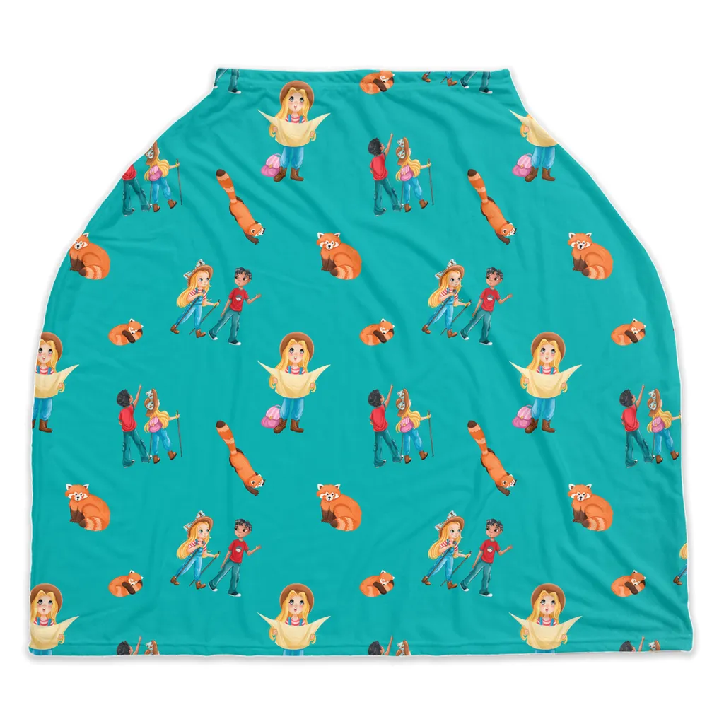 Teal Charli Safari Red Panda Multi Use Car Seat and Nursing Cover