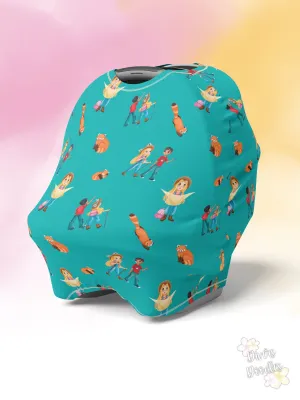 Teal Charli Safari Red Panda Multi Use Car Seat and Nursing Cover