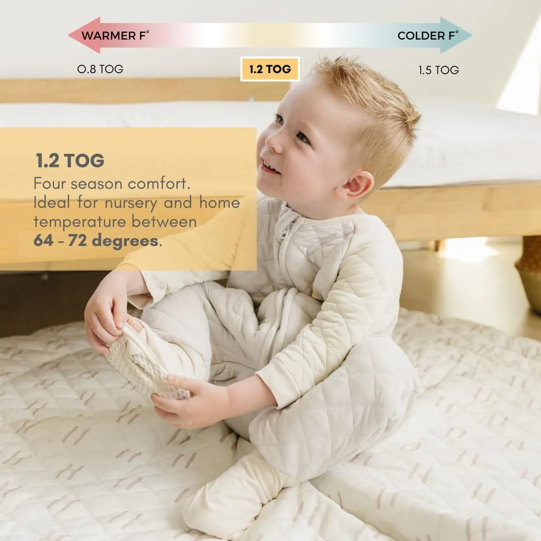 Tealbee Dreamsie: Toddler Sleep Sack with Long Sleeves and Footies 2T-3T - 1.2 TOG All Season Baby Wearable Blanket for Walkers - Rayon made from Bamboo, Organic Cotton Sleep Bag Feet Cover - Sunshine