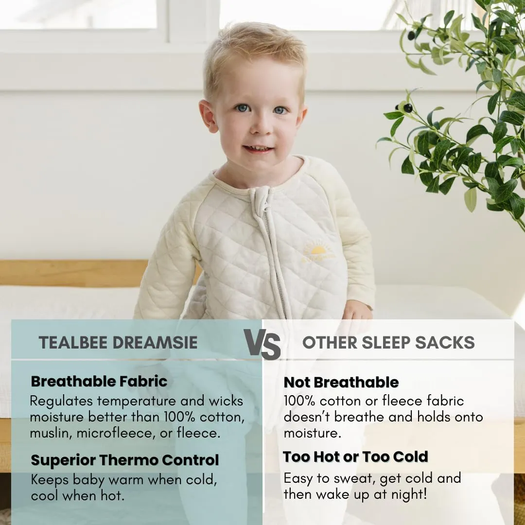 Tealbee Dreamsie: Toddler Sleep Sack with Long Sleeves and Footies 2T-3T - 1.2 TOG All Season Baby Wearable Blanket for Walkers - Rayon made from Bamboo, Organic Cotton Sleep Bag Feet Cover - Sunshine