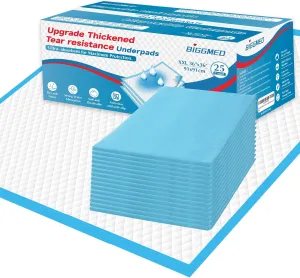 Tear-Resistant Bed Pads Disposable Adult 36" x 36" 115 Gram XXL Extra Large Chux Pads Super Absorbent Bed Pee Pads for Adults, Kids, Elderly | Puppy Pads Large for Training 25 Count