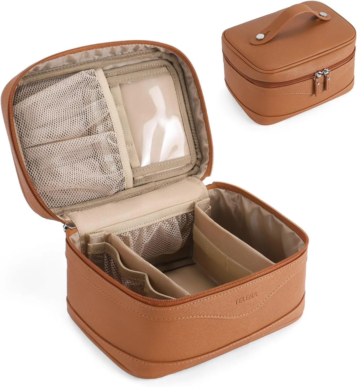 Telena Large Makeup Bag, Travel Toiletry Bag for Women, Vegan Leather Makeup Organizer Case Cosmetic Bag for Travel Essentials