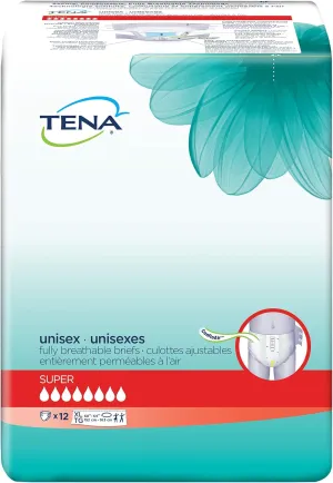 Tena Incontinence Briefs, Super, XLarge 12 Count, Package may vary.
