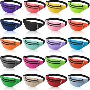 Tessco 20 Pcs Valentine‘s Day Fanny Pack Bulk 80s 90s Waist Pack Sport Lightweight Belt Bag Running Waist Bag with Adjustable Belt and 2 Zippers for Women Men Travel Running Phone Holiday Gift