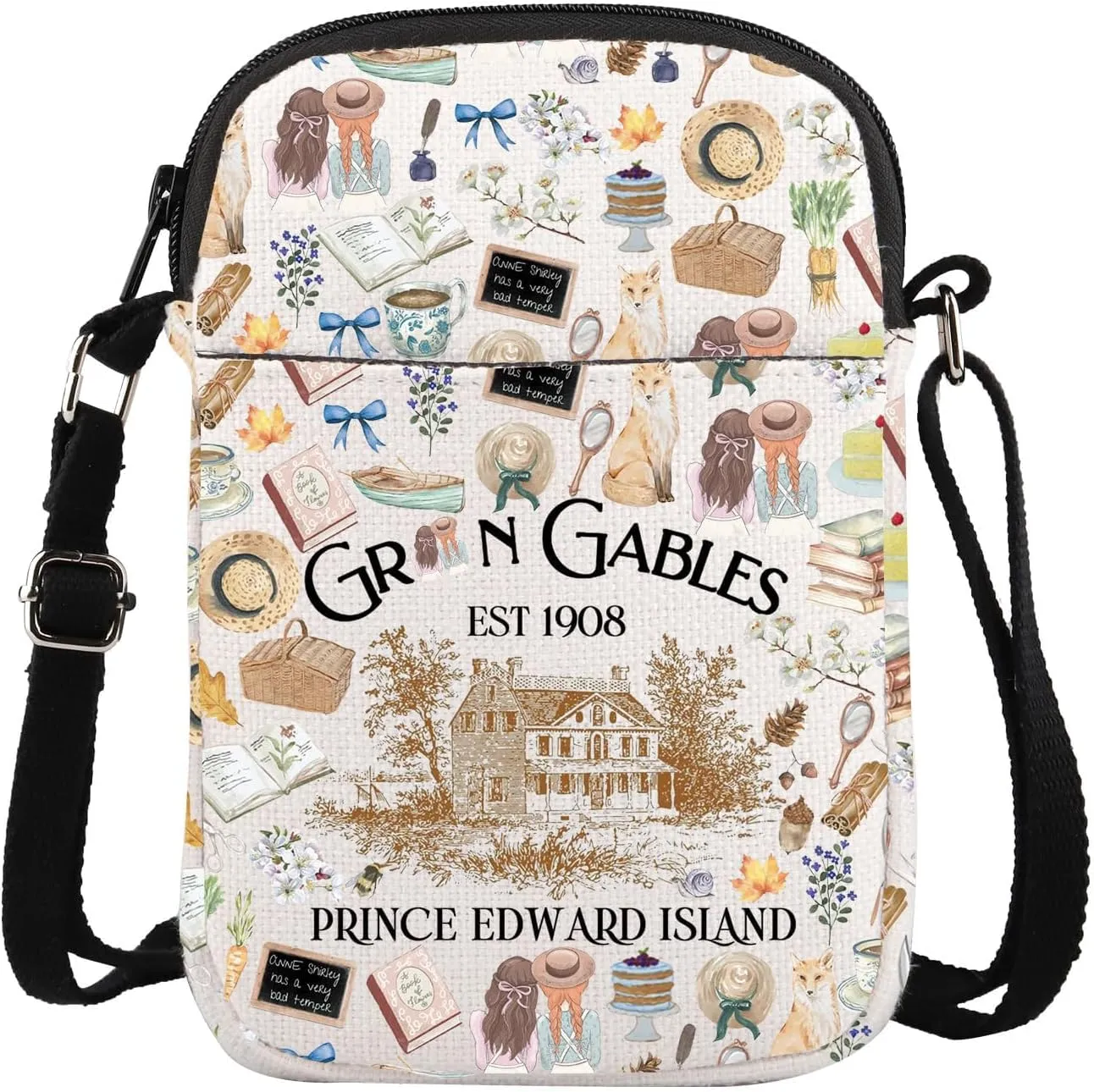 TGBJE Anne Novel Inspired Crossbody Purse Bag Anne Book Literary Gifts Gables Prince Edward Island Messenger Bag