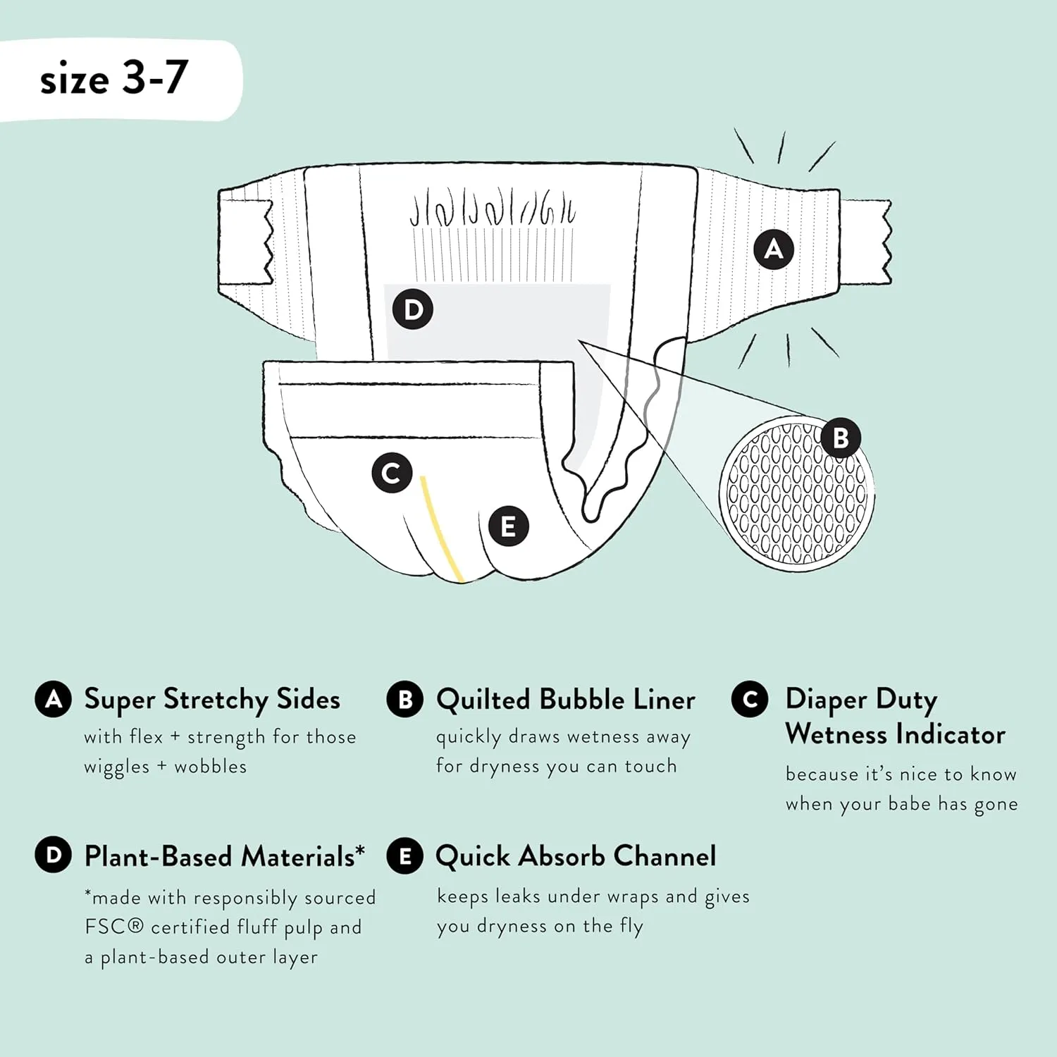 The Honest Company Clean Conscious Diapers for Sensitive Skin | Hypoallergenic, Fragrance Free | Girl Prints | Club Box, Size 3 (16-28 lbs), 62 Count (Prints May Temporarily Vary)