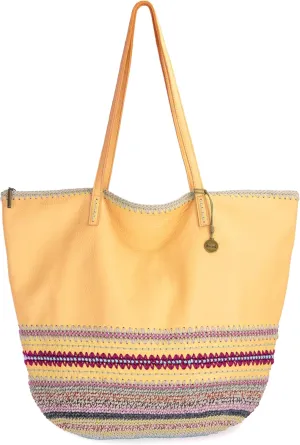 The Sak Faye Tote Bag in Leather, Double Shoulder Straps, Sunlight Seminyak