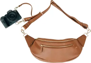 The Sidekick Camera Bag – Compact, Vegan Leather, Hands-Free Crossbody with Protective Suede Interior, Brown