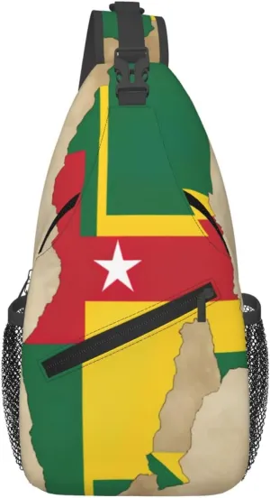 Togo Flag Map01 Men'S Casual Chest Crossbody Bag, Lightweight Durable Shoulder Sling Pack For Daily Use, Travel, And Outdoor.
