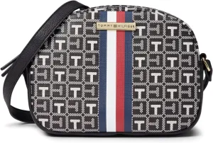 Tommy Hilfiger Waverly II-Crossbody-Coated Square Monogram w/Varsity Stripe Black/White One Size