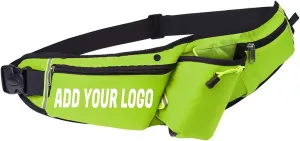 TOPTIE Custom Printed Green Waist Bags with Water Bottle Holder, Unisex Fanny Pack for Running, Climbing, Travel (Add Your Logo)