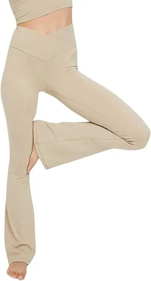 TOPYOGAS Women's Casual Bootleg Yoga Pants V Crossover High Waisted Flare Workout Pants Leggings