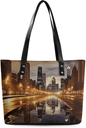 Tote Bag for Women Chicago Handbags Aesthetic Tote Fashion Shoulder Bags for Beach Work Travel