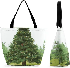 Tote Bag for Women Shoulder Bag Garlad Pine Tree Handbags for Travel Work Beach Bag