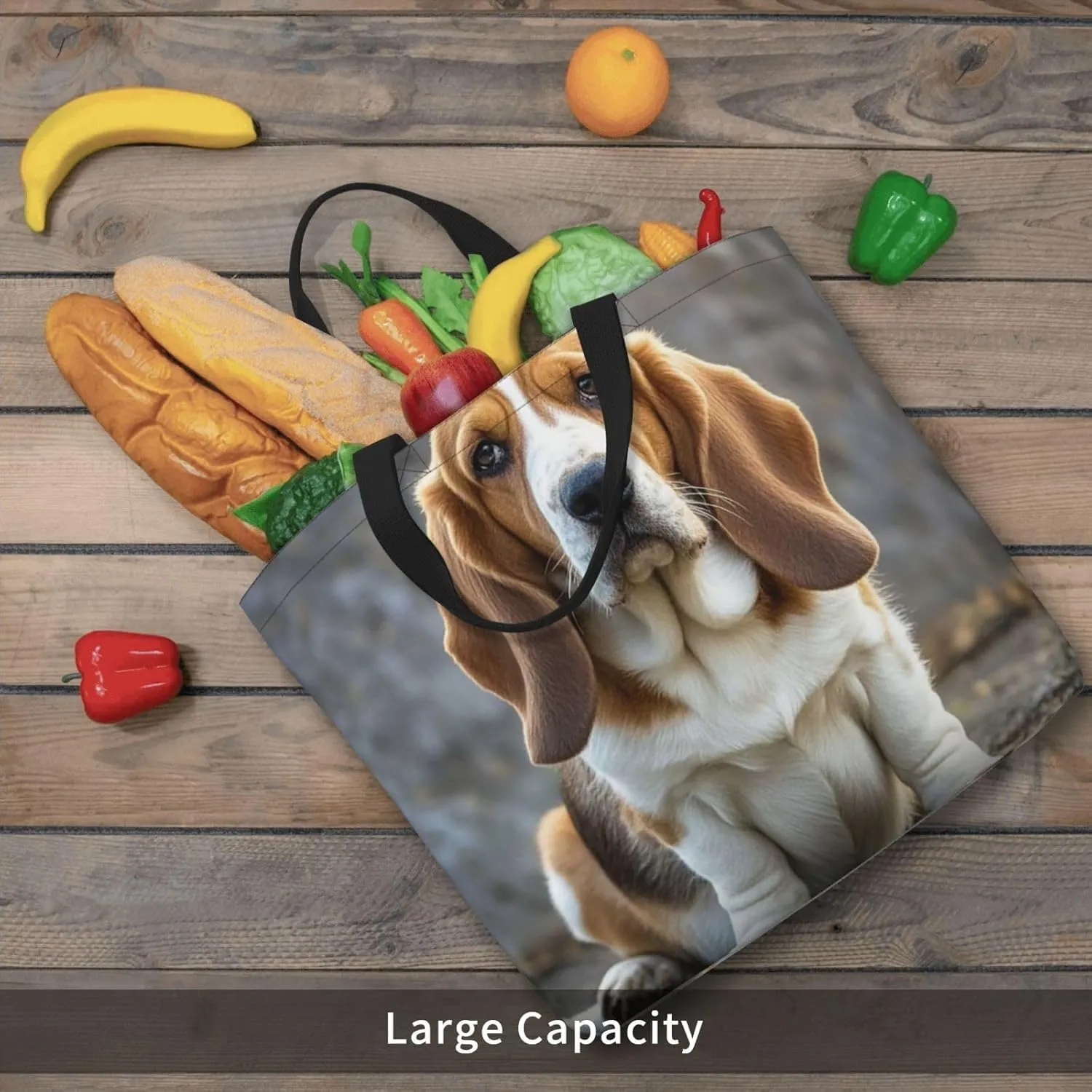 Tote Bag Large Capacity Grocery Bag With Zipper Bird standing on pig's head Shopping Bag Shoulder Bag for Women