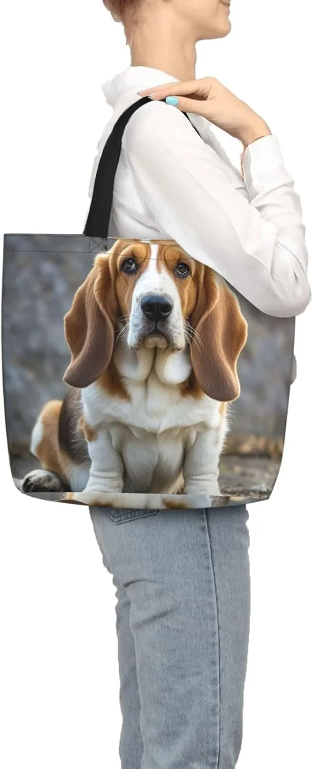 Tote Bag Large Capacity Grocery Bag With Zipper Bird standing on pig's head Shopping Bag Shoulder Bag for Women