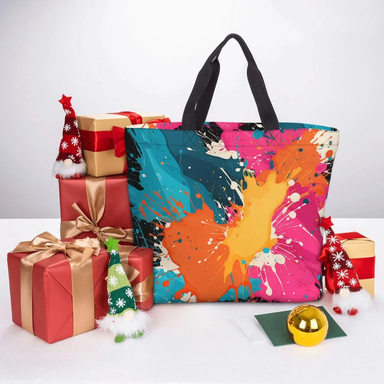 Tote Bag Large Capacity Grocery Bag With Zipper Complex geometric designs Shopping Bag Shoulder Bag for Women