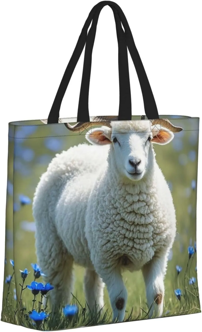 Tote Bag Large Capacity Grocery Bag With Zipper Sloth Sunflower Shopping Bag Shoulder Bag for Women