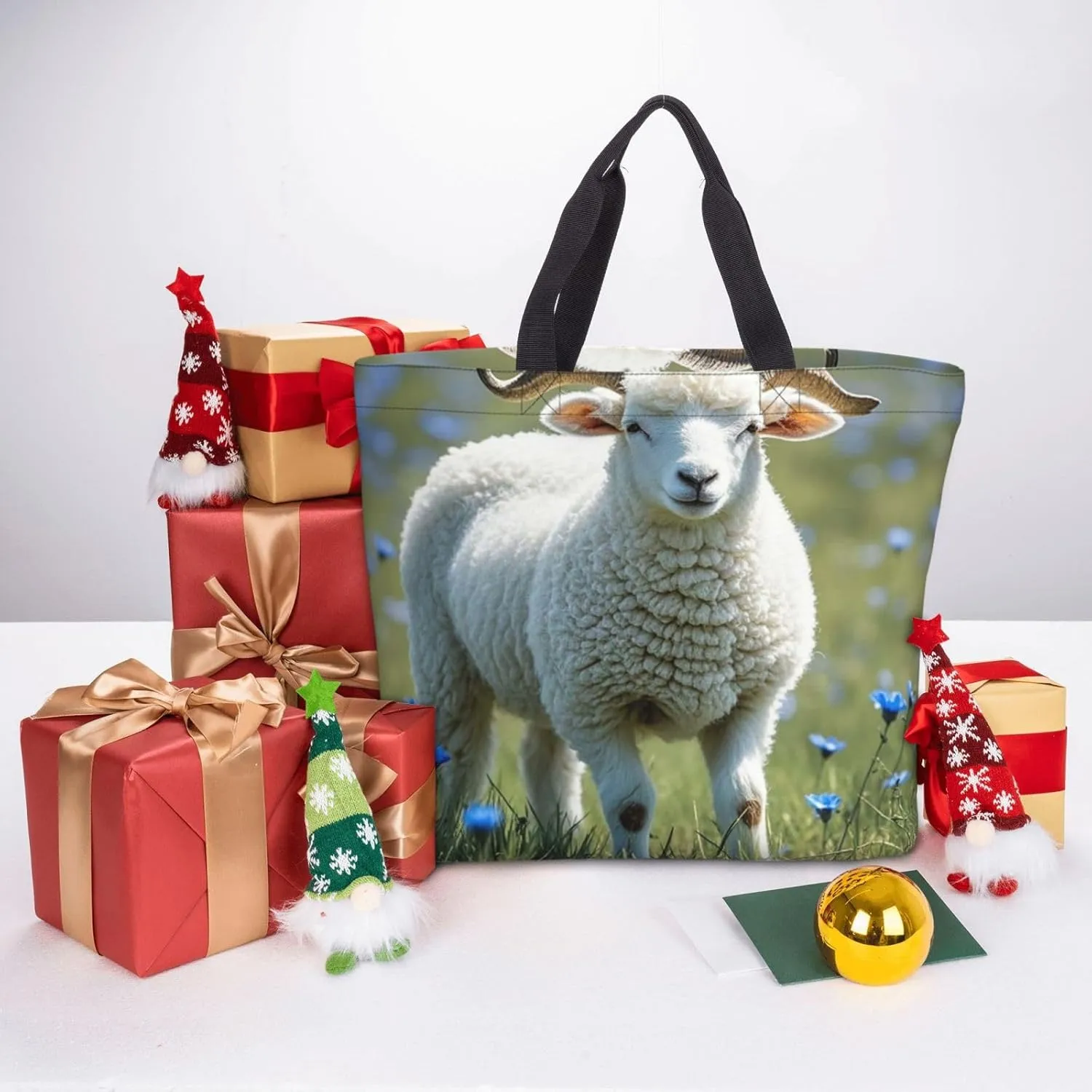 Tote Bag Large Capacity Grocery Bag With Zipper Sloth Sunflower Shopping Bag Shoulder Bag for Women