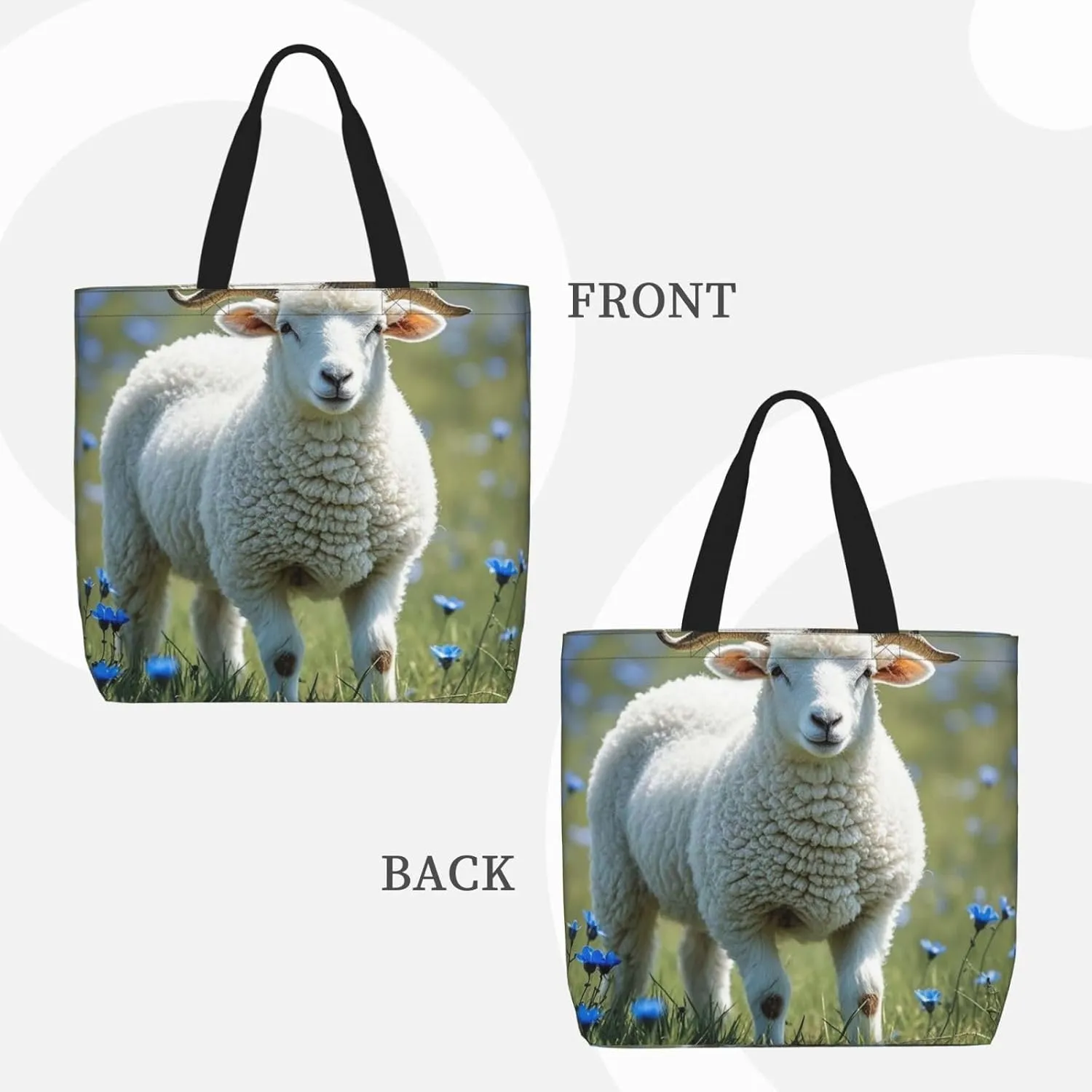 Tote Bag Large Capacity Grocery Bag With Zipper Sloth Sunflower Shopping Bag Shoulder Bag for Women