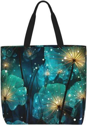 Tote Bag Large Capacity Grocery Bag With Zipper Wolf in Winter Shopping Bag Shoulder Bag for Women