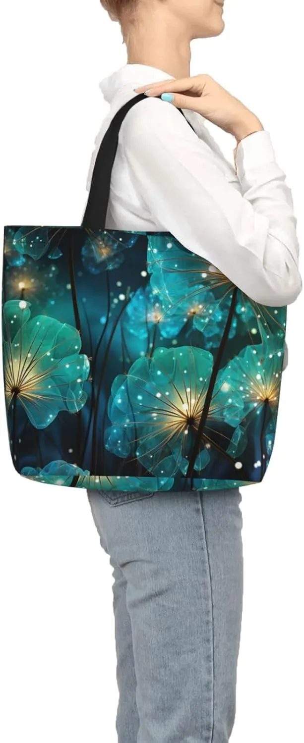 Tote Bag Large Capacity Grocery Bag With Zipper Wolf in Winter Shopping Bag Shoulder Bag for Women