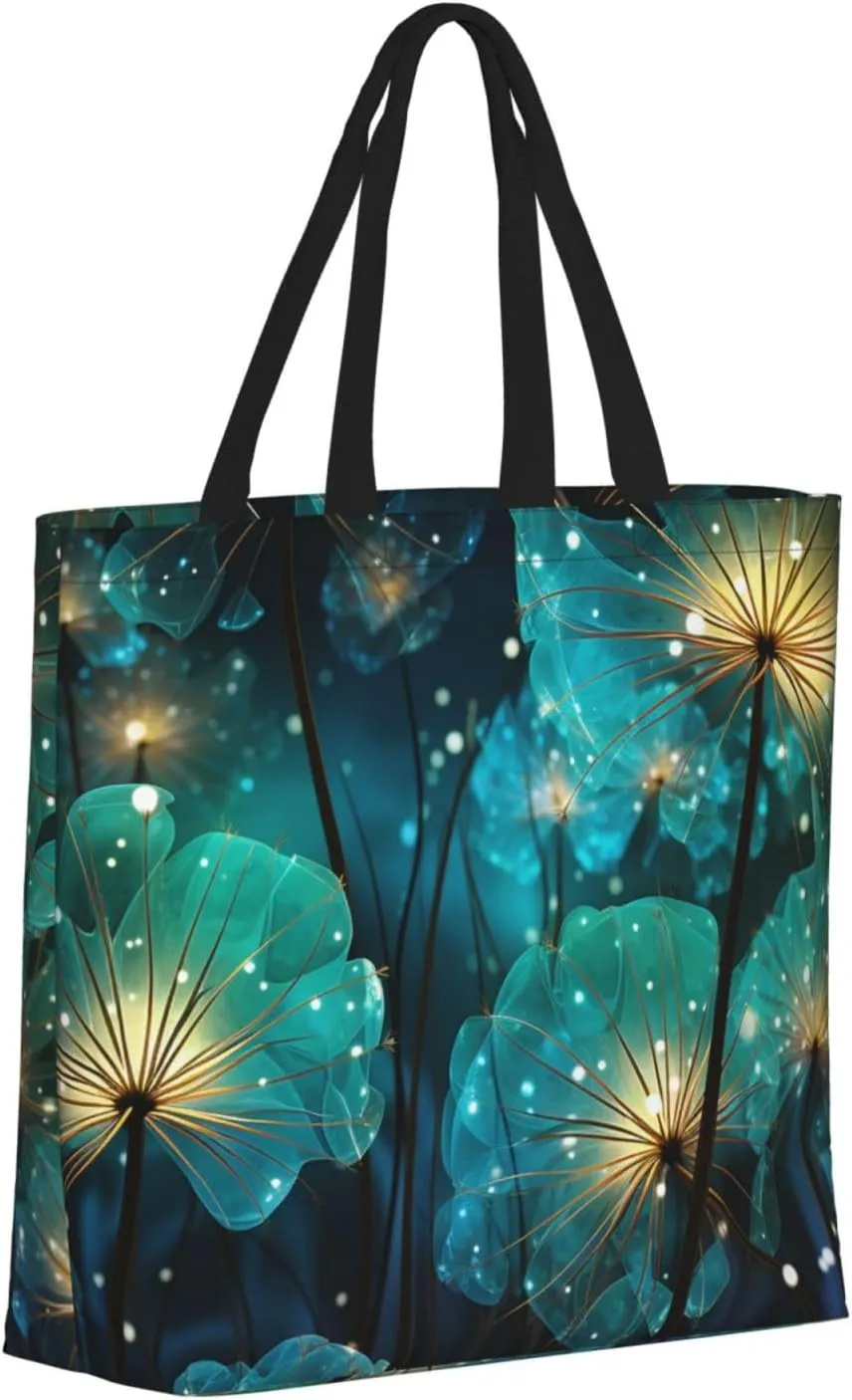 Tote Bag Large Capacity Grocery Bag With Zipper Wolf in Winter Shopping Bag Shoulder Bag for Women