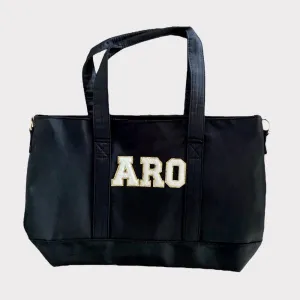 Tote Bag with Letter Customization Nylon Tote Bag DIY Customizable Glitter Varsity Letter Patches Travel Bag Bridesmaid Teacher gift, mom