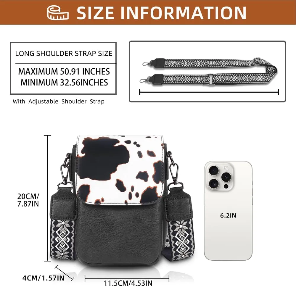 Trendy Small Crossbody Bag for Women Leather Cell Phone Purse with Triple Compartments & Card Slots, Lightweight Shoulder Bag