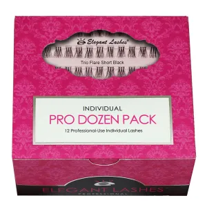Trio Flare - SHORT Black Individual Lashes (Pro Dozen Pack - 12 Trays)