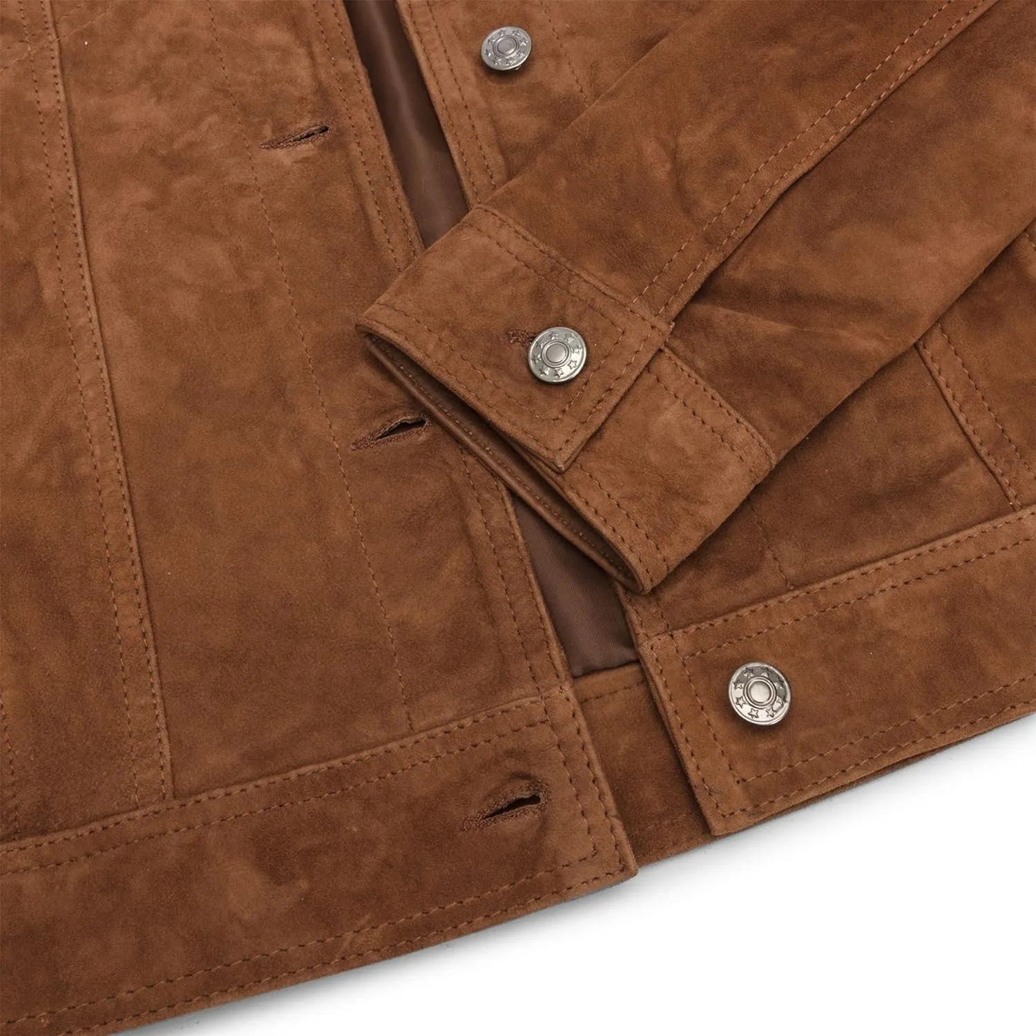 TruClothing Womens Suede Vintage Retro Jeans Jacket Real Leather Short Biker Grease 1980s Classic