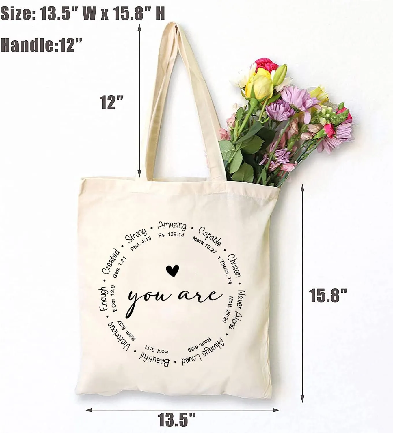 TSIIUO Women's You are Inspiration Canvas Tote Bag Funny Bible Verse Cute Graphic Reusable Shopping Canvas Bag