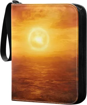 Twilight Oil Painting Card Binder 4-Pockets, 400 Pockets Card Holder with 50 Removable Sleeves, Trading Card Collector Zipper Album Holder, Collector Album