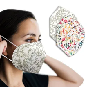 TWO Lightweight Face Mask Covers for ear loop KN95 masks - Liberty London Featherlight beautiful floral Tana Lawn fabrics - Montgomery Botanical and Watercolor Wildflowers